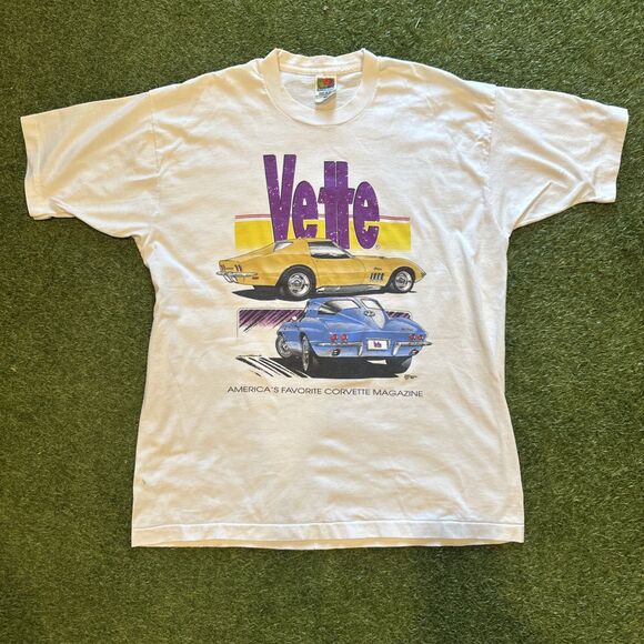 Other - Vintage 90’s Single Stitch Vette Magazine Corvette White T Shirt Mens Size XL